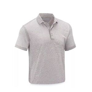 johnnie-O performance men’s Light Gray and white striped Polo Shirt